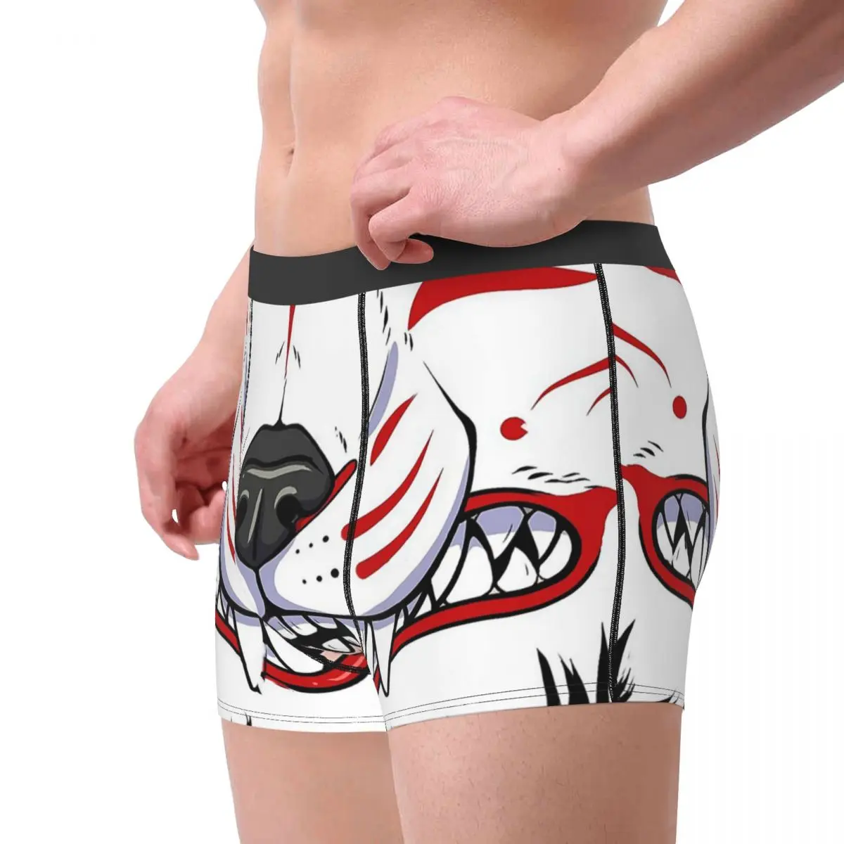 Sexy Boxer Shorts Panties Briefs Men Oni Demon Kitsune Grin Underwear Fox Aunumart Japanese Soft Underpants for Homme