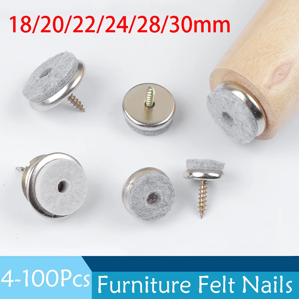 Furniture Felt Glides 8/20/22/24/28/30mm With Screw For Home Furniture Chair Glider Set Floor Protection Accessories