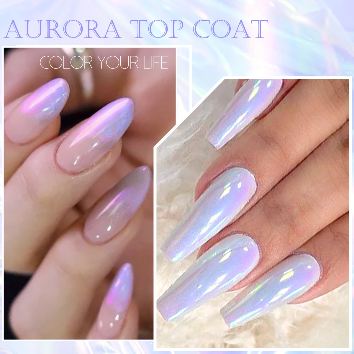 أربعة زنبق 7 مللي أورورا بريق 2 في 1 وظيفة معطف فوقي جيل للأظافر البولندية الأزرق الأرجواني إثارة هلام مسمار الفن شبه دائم UV جل #4