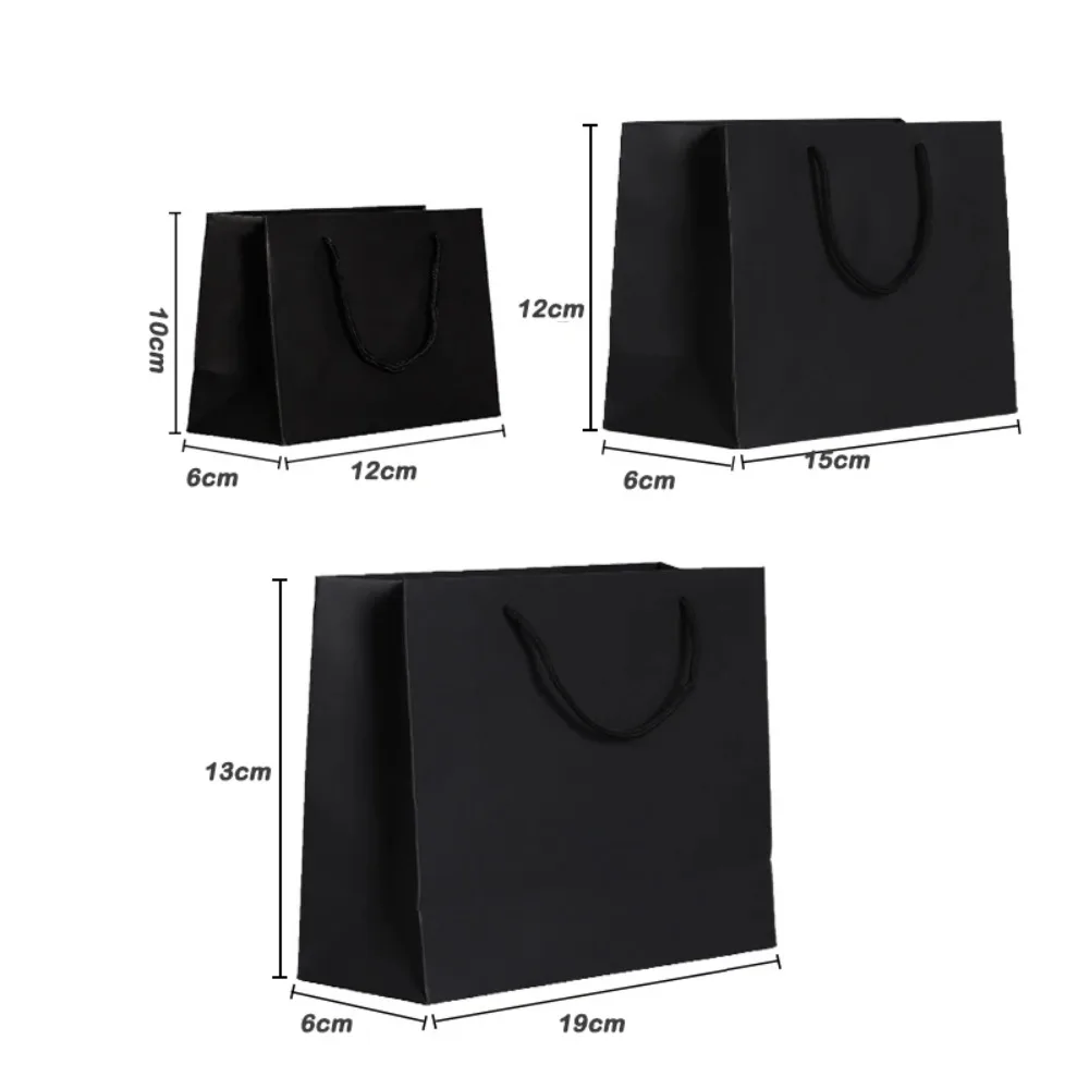 10 Stück Schwarze/Weiße Dicke Kleine Papier-Geschenktüten mit Kordelgriffen für Hochzeit, Geburtstag, Geschenk, Schmuckverpackung, Party-Geschenktüten – Detail 5