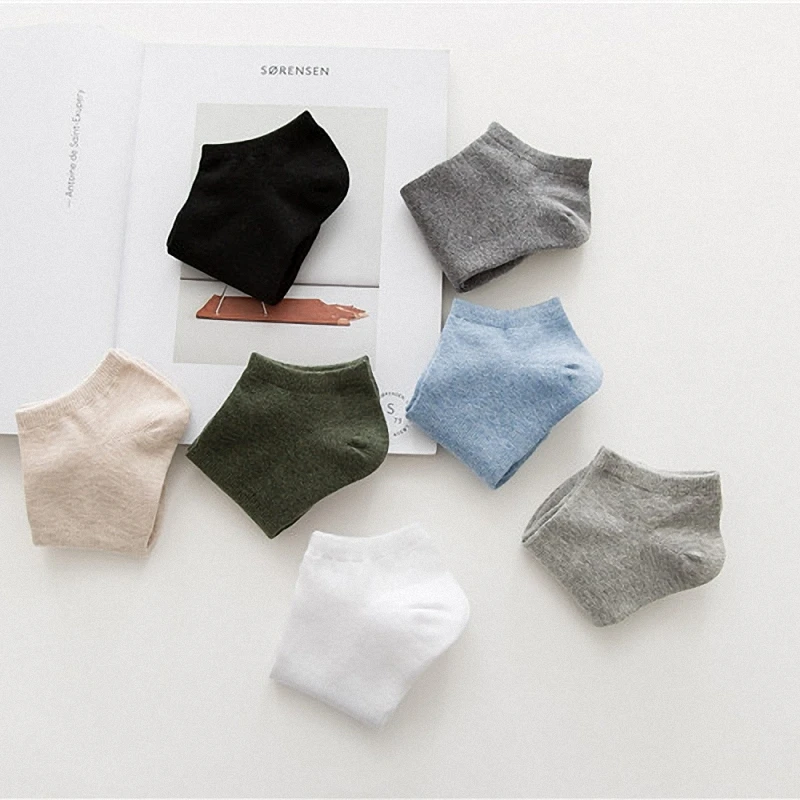 Chaussettes Courtes en Coton Solide pour Homme, Accessoire de dehors, Loisirs, Bateau, Haute Qualité, Saison, 5/10 Paires