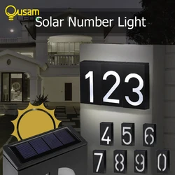 Placa solar Número de casa Luz solares exterior con para exteriores, placa de número para puerta, iluminación exterior, recargable, luz en forma de número