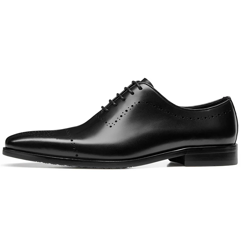Vintage Men's Genuine Leather Brogues Dress Shoes Luxury Brand Handmade Fashion British Style Autumn Wedding Social Shoes Man image 3