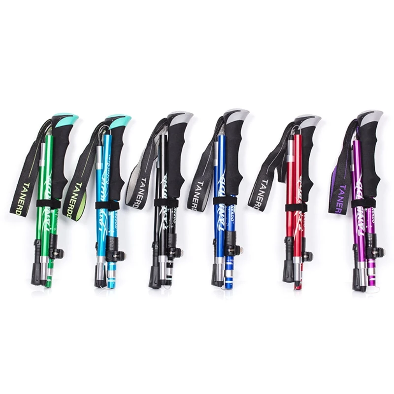 5-Section Outdoor Fold Trekking Poles Portable Ultralight Aluminum Walking Hiking Camping for Nordic Elderly Telescopic