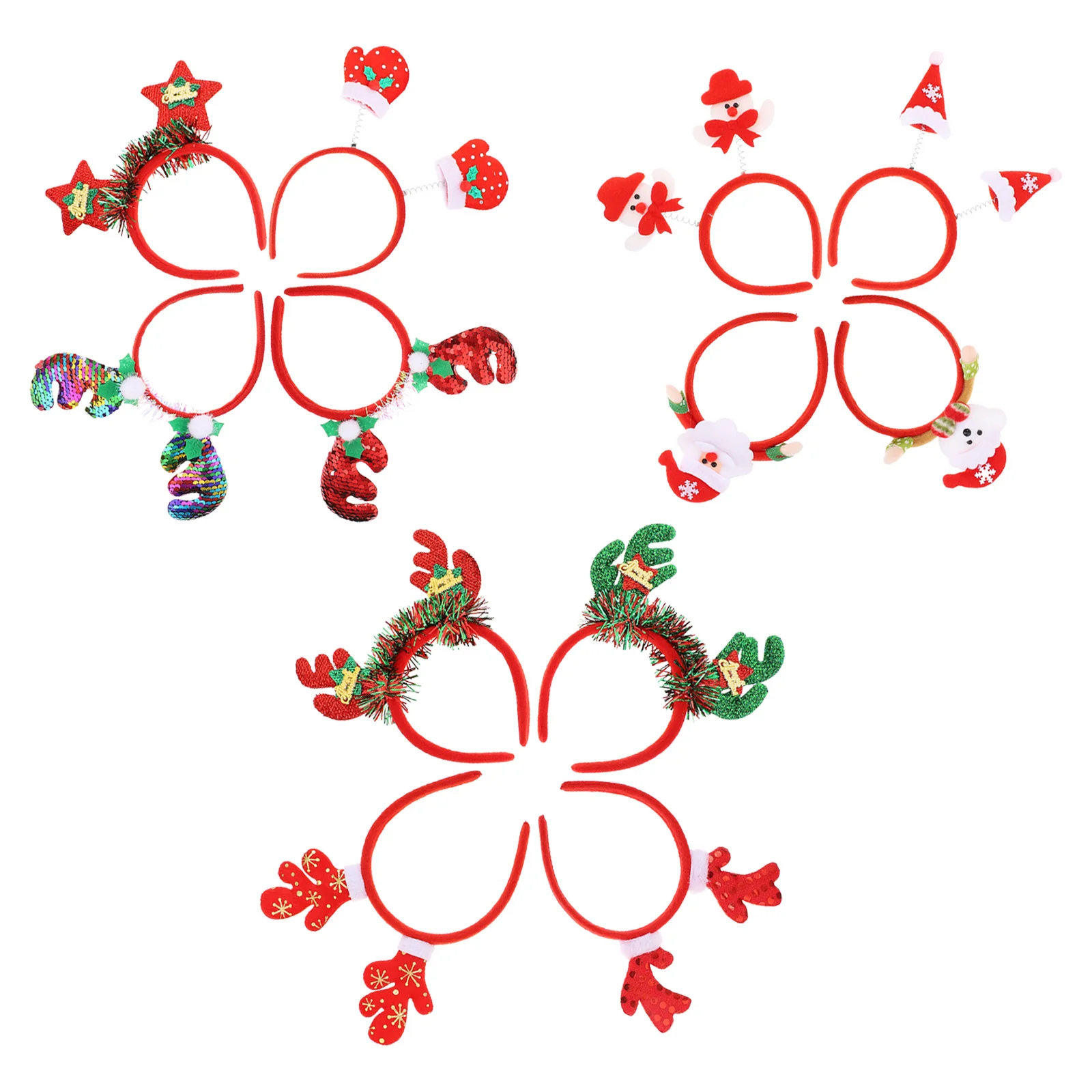 

12pcs Headbands Christmas Xmas Hair Hoops For Party Costume Adult Photo Prop Headdress Carnival Accessory