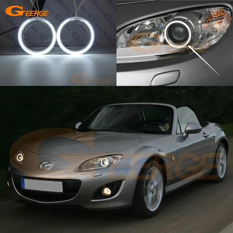 マツダ-mx5-mx-5-2009-2010-2011-2012-2013-2014-優れた超高輝度-ccfl-エンジェルアイズキット-ハローリング