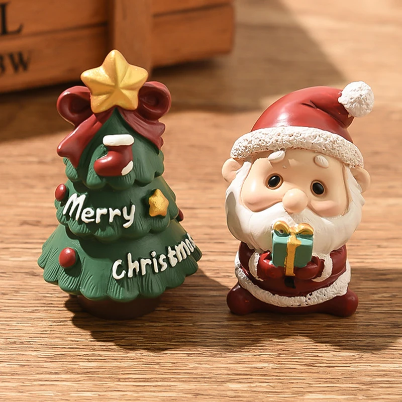 Christmas Decorations Micro Landscape Desktop Ornaments Blind Box Gift Santa Claus Reindeer Cute Decoration For Car Interiors