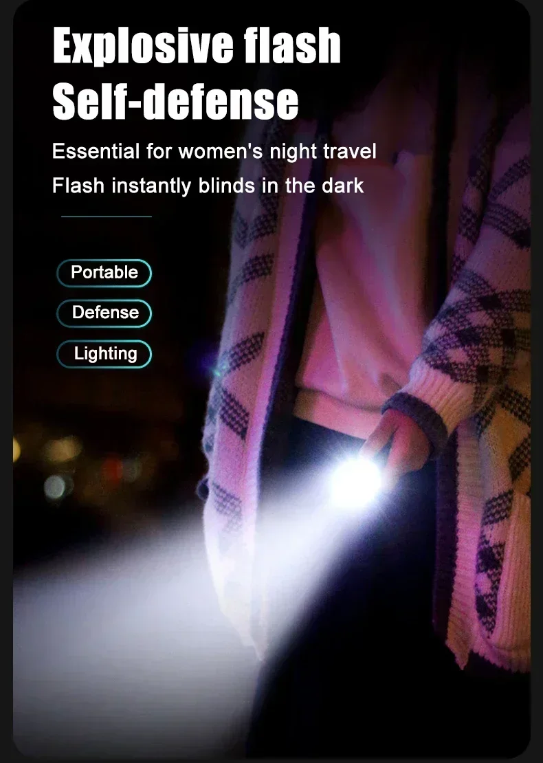 1500000LUM LED Flashlight High Power Type-C Rechargeable Torch Zoomable Light for Outdoor Camping Hiking Lamp Emergency /.'p[