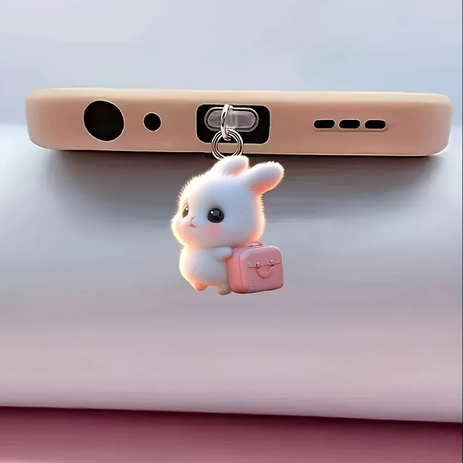 Rabbit Dust Plug For Iphone Compact Acrylic Phone Dust Plug Rabbit Phone Dust Plug Decorative For Smartphone Samsung Iphone