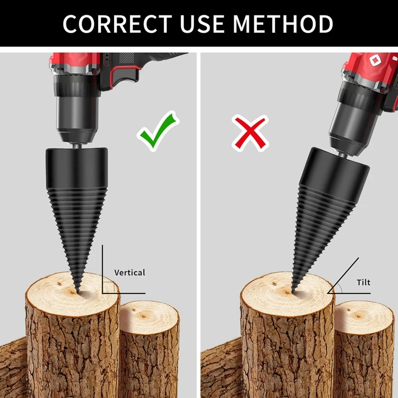 6 PCS Firewood Log Splitter, 38Mm+50Mm Log Splitter Drill Bits, Wood Log Splitter +4 Handles