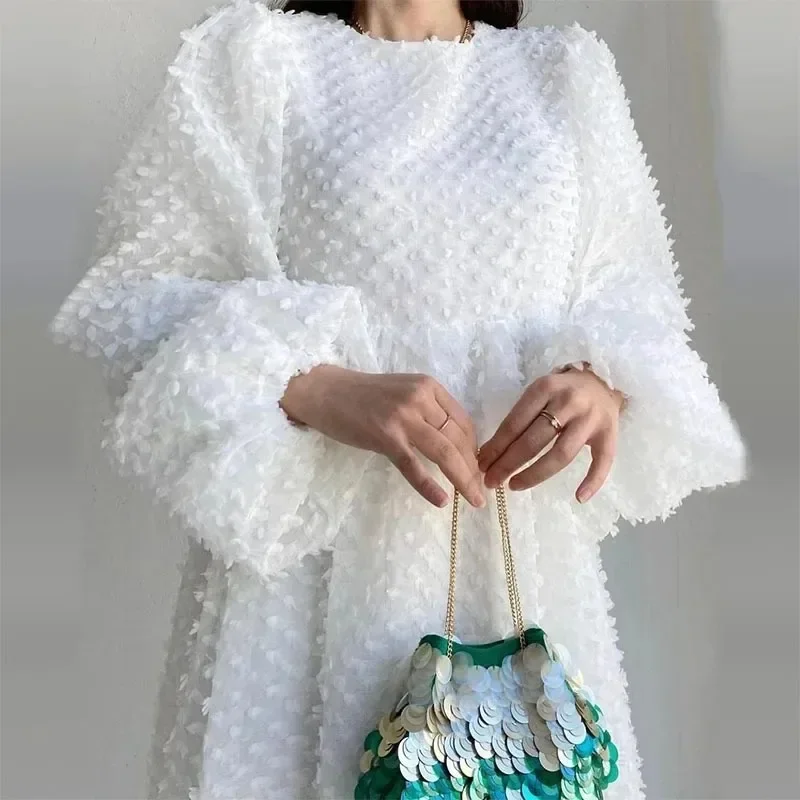 Femmes blanc robe Maxi robes de soirée lanterne manches Sexy le moyen-orient plage élégante été nouvelles robes longues robe de bal