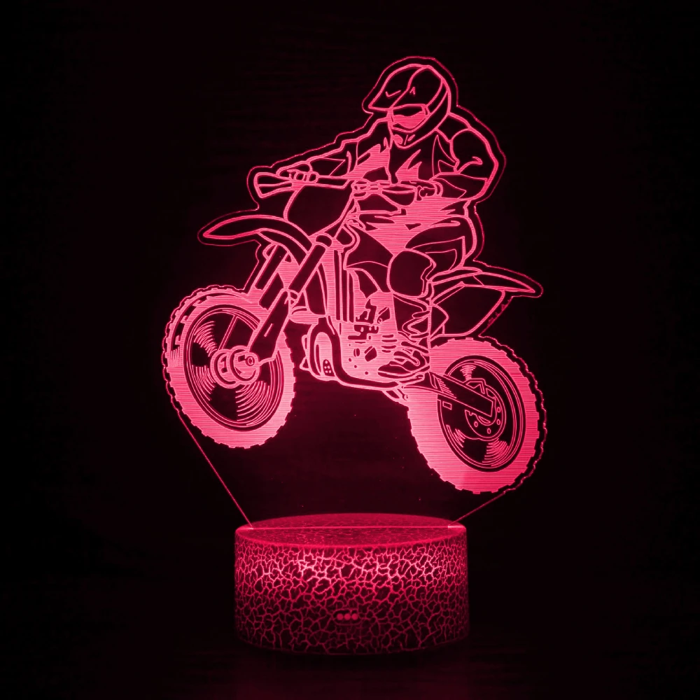 Dirt Bike Gift 3D Night Light 7 Colors Motocross Lamp LED Motorcycle Decor Dirtbike for Boys Girls Room Birthday Christmas Gifts