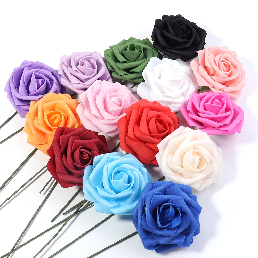 

5Pcs Rose Artificial Flowers Foam Fake Roses Wedding Bouquets Centerpieces Mothers Day Valentines Gifts Party Decoration