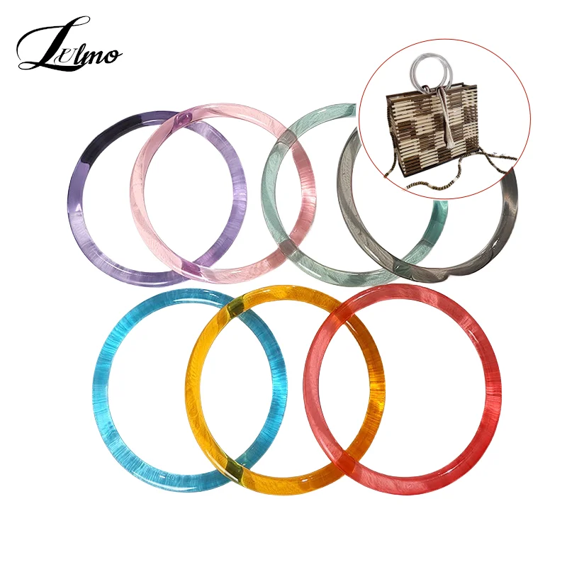 1Pcs Acrylic Round Bag Handle Transparent Colored Purse Frames Clasp Handbag Sewing Brackets Handles Bag Accessories 9/10/12.5cm