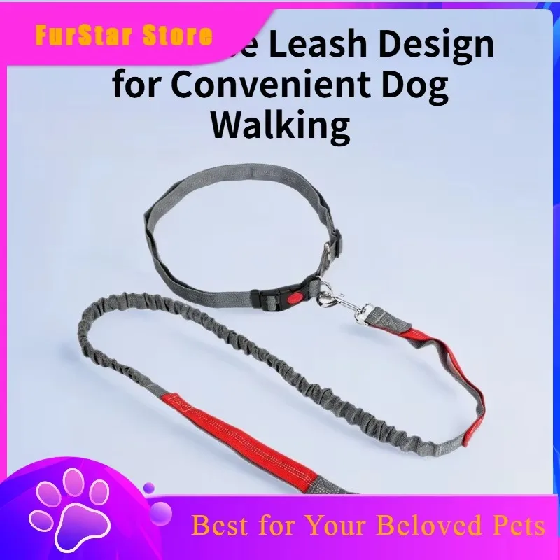 FurStarPet Supplies Sports Multi-Function Dog Bungee Leash Hands-Free Waist Belt Running Rope Dog Walking Leash With Adjustable