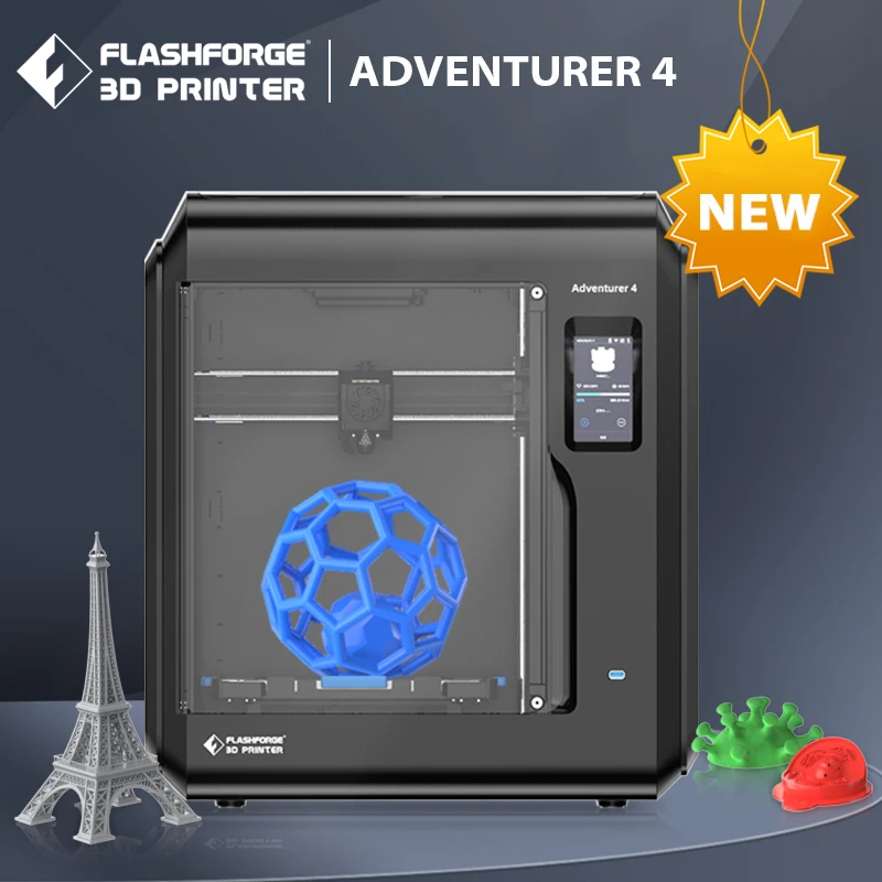 Flashforge FDM 3D Printer Adventurer 4 Auto Nivelamento com Câmera 240 ℃ e 265 ℃ Bico Bundle Mudo e Nuvem de Impressão 3d AD4