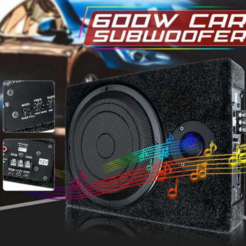 1 Pcs Car Mounted Subwoofer Ultra-Thin Seat Modification 600W Subwoofer 12V Dedicated Car Audio System