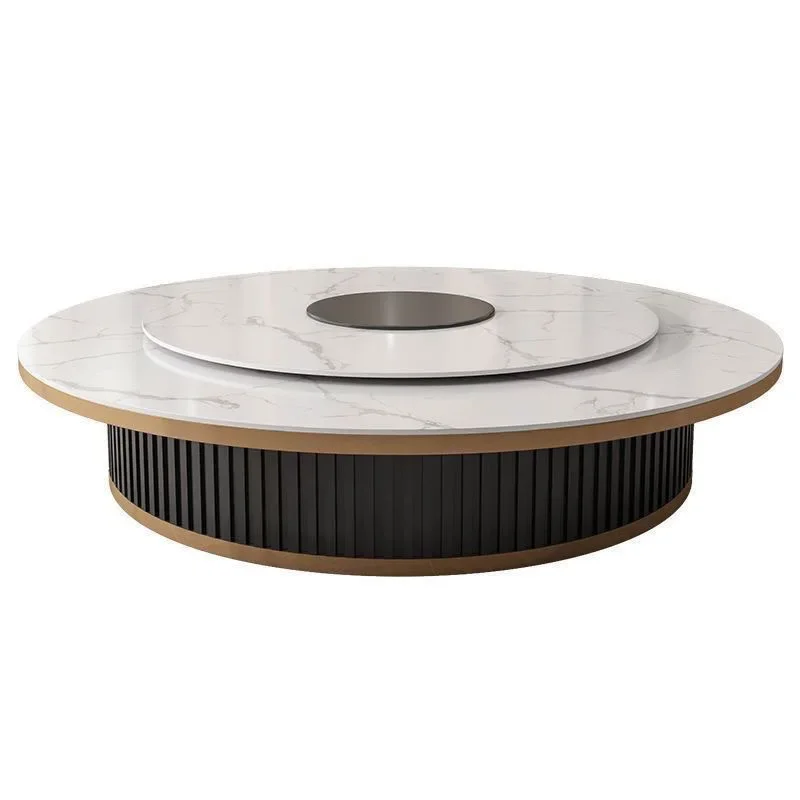 

Hotel electric rock slab dining table, light luxury hotel restaurant round hot pot table