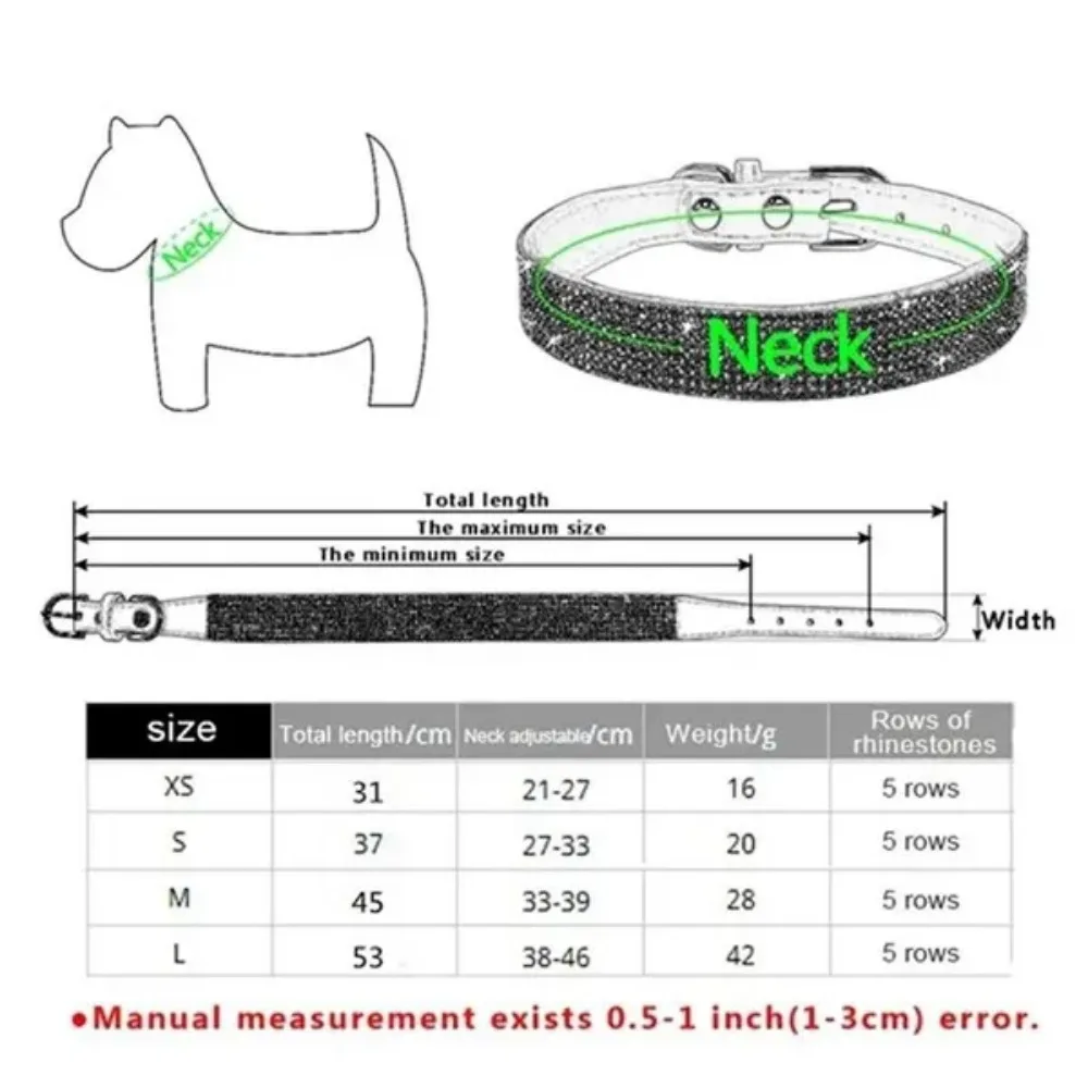 1 Pc Rhinestone Cat Pet Collar Pet Supplies Cute Pet Cat Dog Puppy Collar  Adjustable Leather Puppy Dog Collar