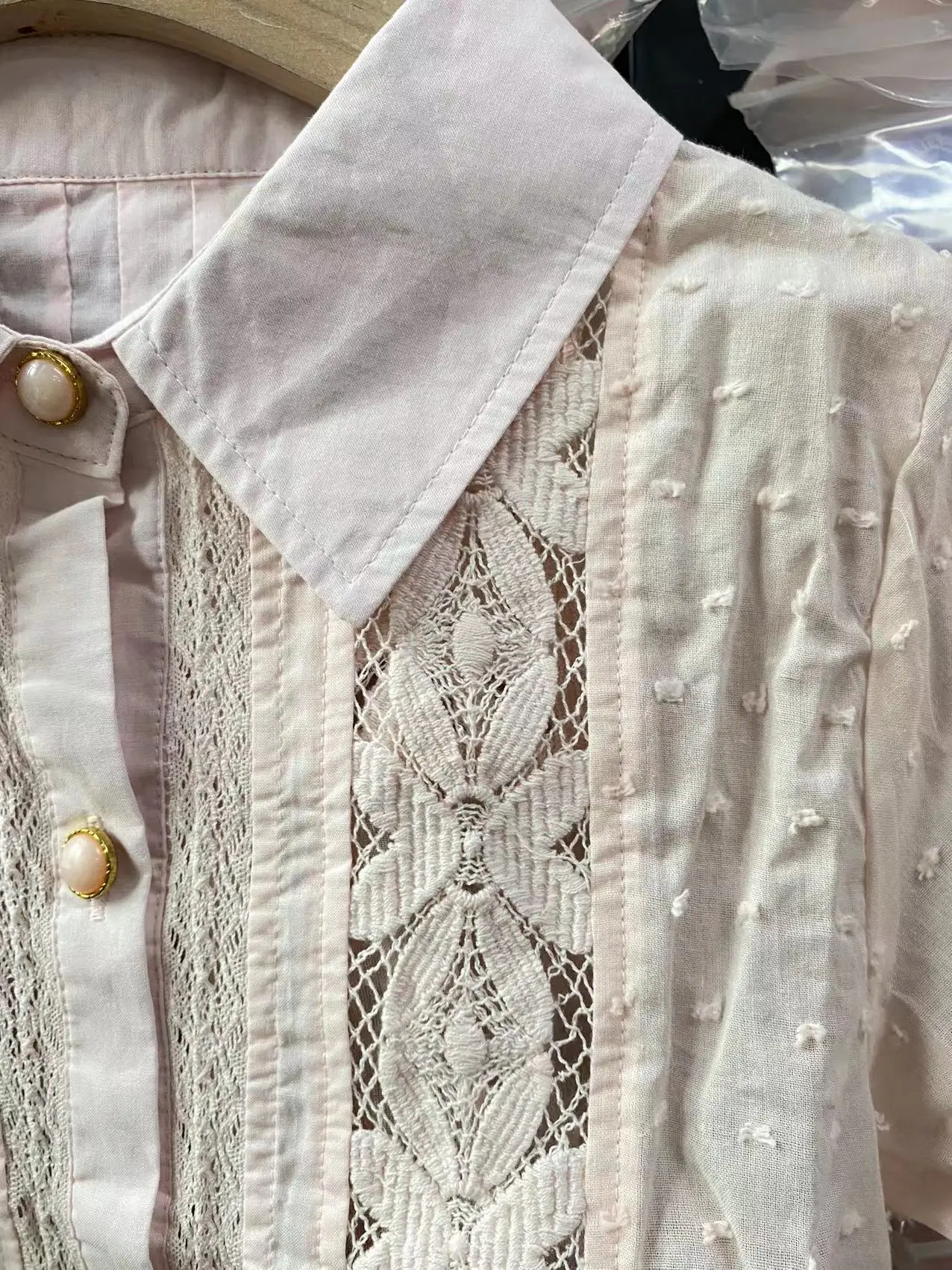 Sales Japan Liz Lisa Summer Cotton Jacquard Lace Embroidery Hollow Out Short Sleeve Shirts