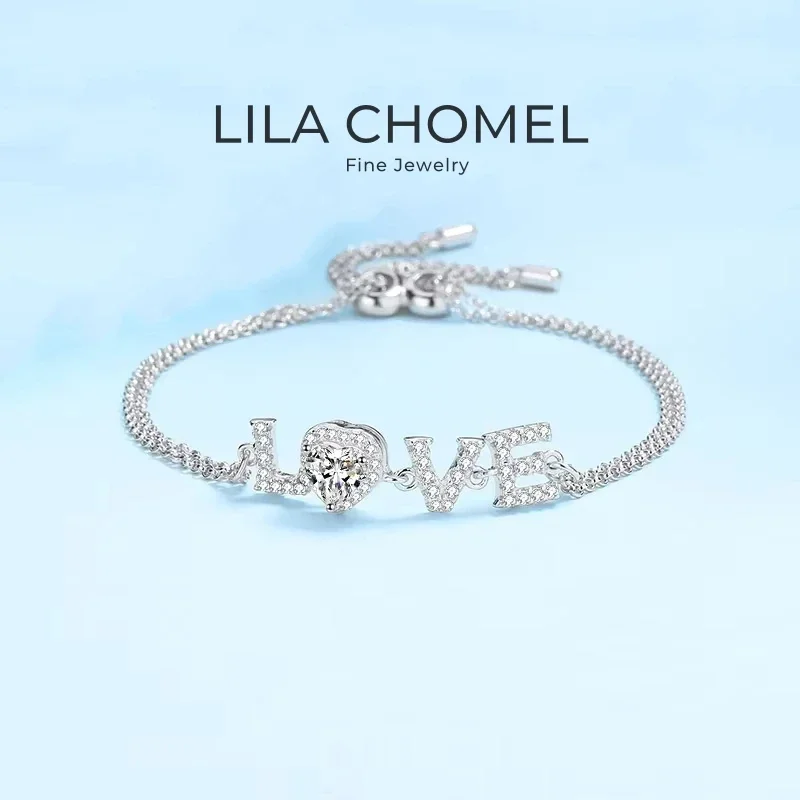 

Daughter Birthday Gift 18K White Gold Bracelets Women Wedding Jewelry Moissanite Diamond 0.5CT Girl Valentine's Day Heart LOVER