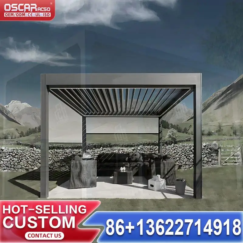 

Wholesale motorized roller blinds aluminum louvered roof pergola 10x13 commercial rainproof for garden patio backyard pergola