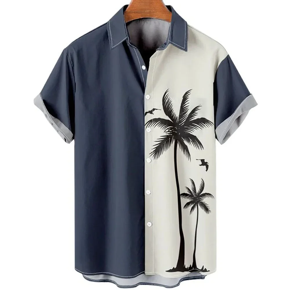 

Hawaiian Shirt Men Summer 3d Coconut Tree Printed Shirts For Men Holiday Short Sleeve Beach Tops Tee Shirt Men Oversized Blouse