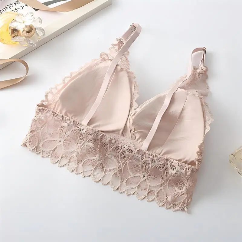 Women Lace Bra Set Deep V Bra and Panties Set Lace Bralette Seamless Underwear Embroidery Intimates Female Sexy Lingerie Set Wom