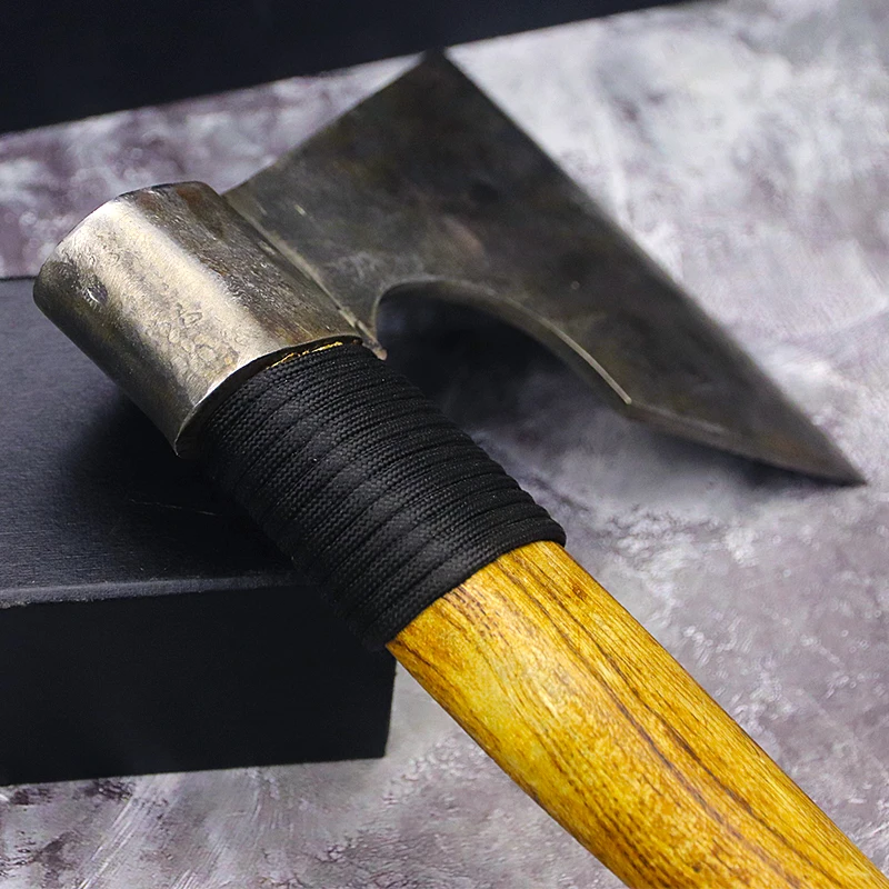 Hand forged high carbon steel axe for outdoor woodworking chop wood and mountain axe for camping and tree cutting for farm use