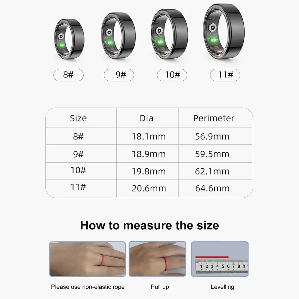 New Bluetooth Smart Ring, Calorie Calculation, Heart rate, Multiple Sports Modes, Support for multiple languages