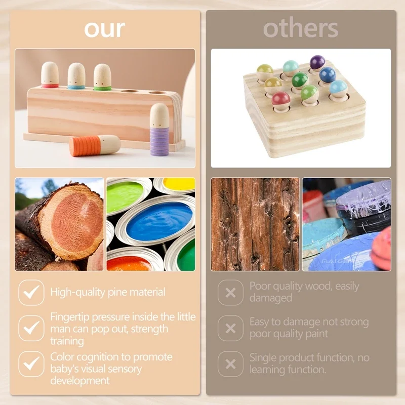 Giocattoli in legno per omino Giocattolo per il riconoscimento dei colori Regali per la coordinazione di mani e piedi che saltano in legno