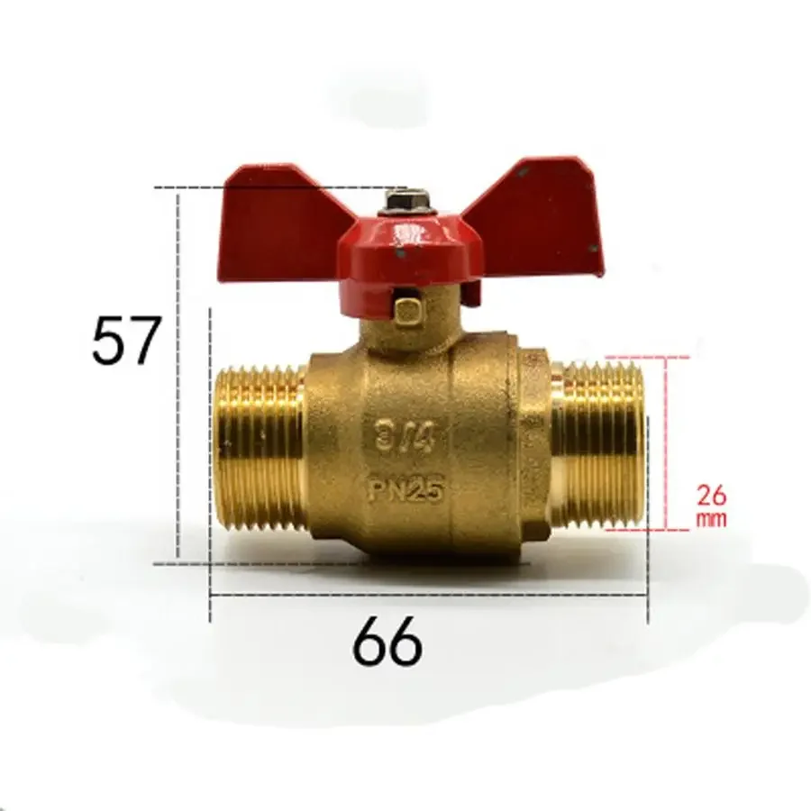 

DN20 G 3/4" BSP Male Brass Ball Valve Water Gas Oil Port Size 19mm With Red Handle