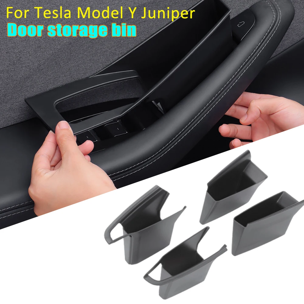Full Cover Door Storage Organizer for Tesla Model 3 Y YL Side Pocket Container 4PCS Convenient Car Interior Accessories