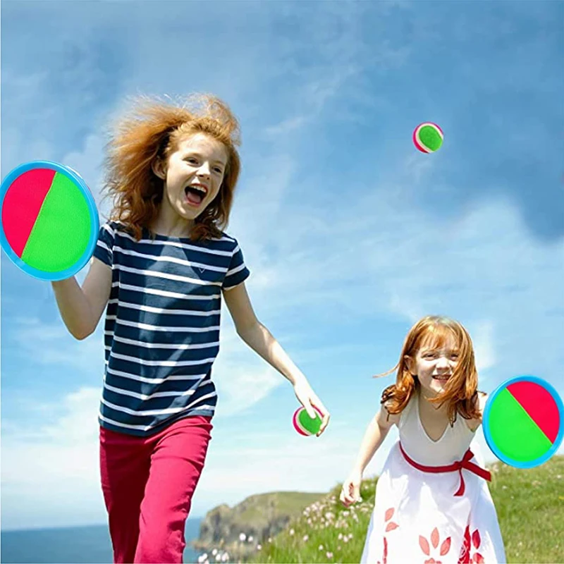 Juego de Pelota de lanzamiento y captura para niños, juguetes de playa, patio trasero familiar, juegos al aire libre, juego de manoplas adhesivas para césped