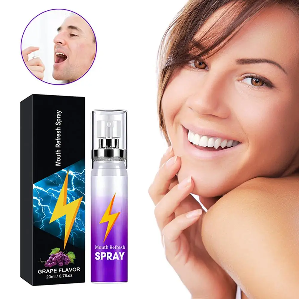 20ml Oral Fresh Spray Mint Lemon Grape Flavor Mouth Breath Portable Oral Smoke Spray Freshener Mouth Remove Fresh Spray U9H0