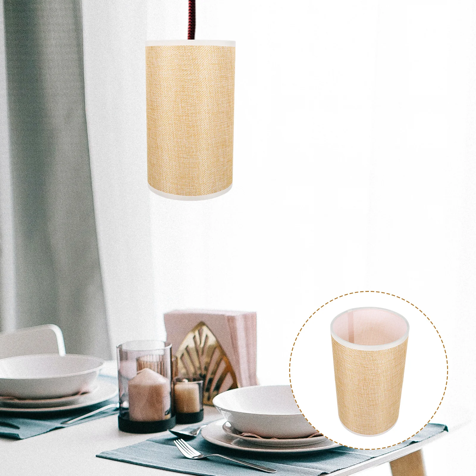 

1 pc Linen Lampshade Cloth Ceiling Light Shade Wall Lamp Cover Chandelier Pendant Durable Metal Frame Home Decor Exquisite