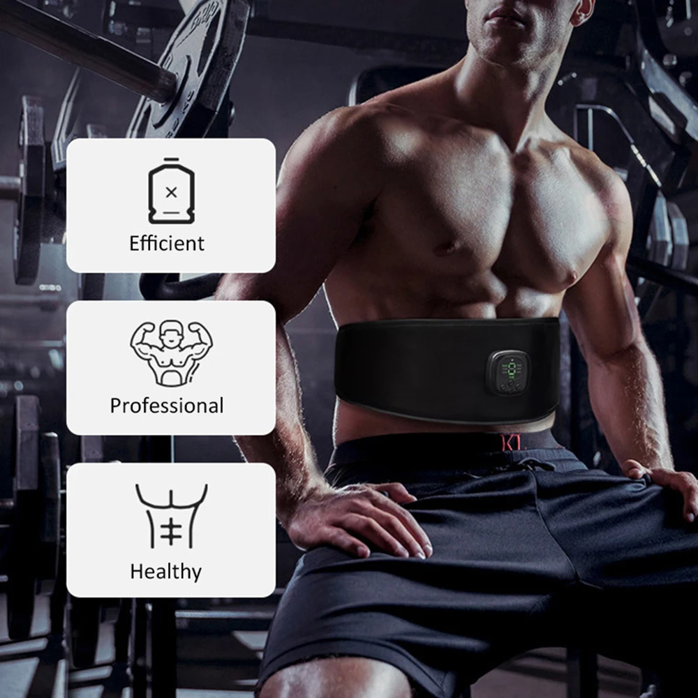 Abdominal Muscle Stimulator Trainer EMS Abs Fitness Equipment Training Gear Heating Slimming Sauna Belt Exercise At Home Gym