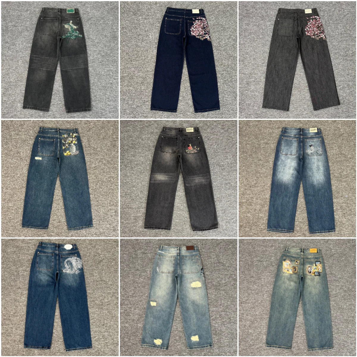 Washed Embroidered Casual Straight Leg Jeans Four Seasons American Derschutze Gallery Denim Jeans Youth Wear Resistant Wear