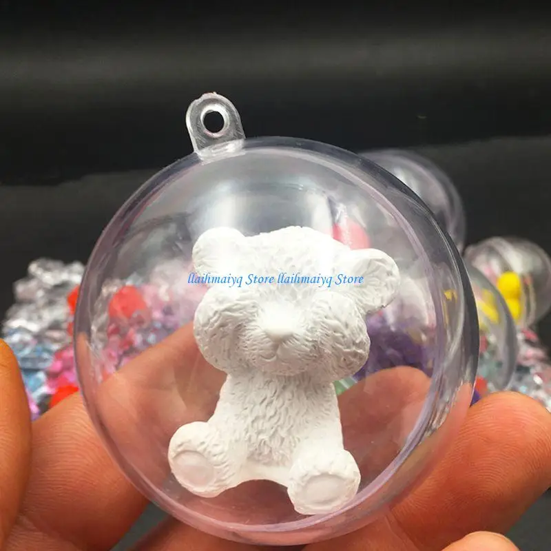573B Clear Plastic Fillable Ball Mold for DIY Xmas Tree Hangings Party Decorations