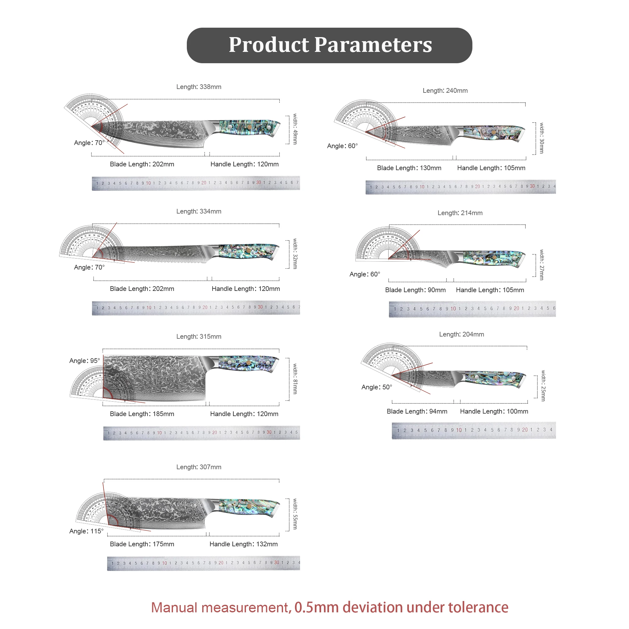 7-Piece Damascus Steel Chef Knife Set 6