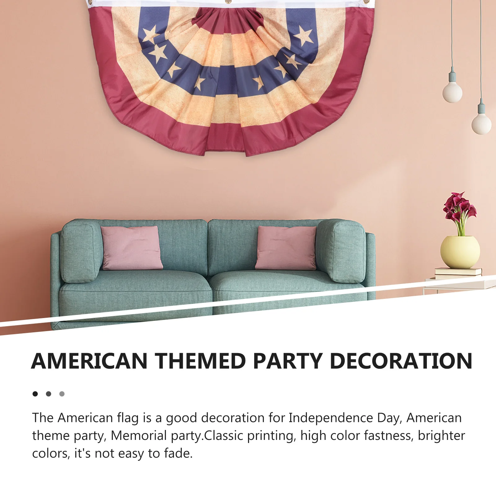 

2pcs American Flag Patriotic Pleated Fan Flags Bunting For Independence Day 4Th Of July Outdoor Decoration Memorial Day Party