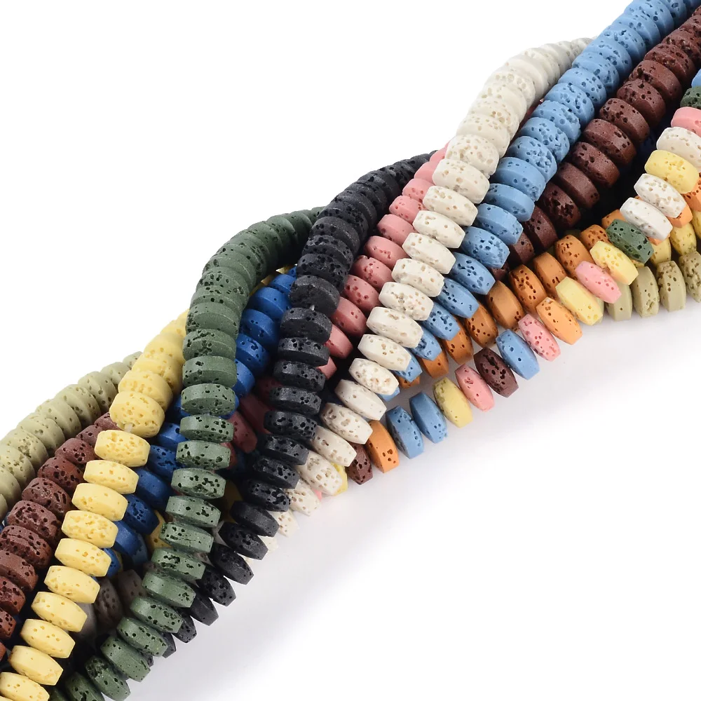 

1 natural 88PCS volcanic lava stone 5x8mm Rondelle colored craft bead jewelry making DIY bracelet necklace