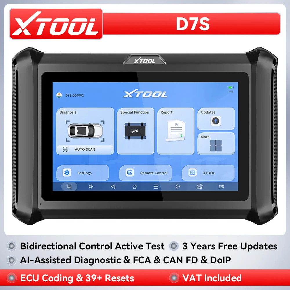 XTOOL D7S Scanner OBD2 pour voiture, outil de diagnostic assisté par IA avec plus de 39 fonctions de réinitialisation, outil de diagnostic bidirectionnel, codage ECU, test actif, programmation de clés, diagnostic complet du système, CANFD DoIP, 3 ans de mises à jour gratuites