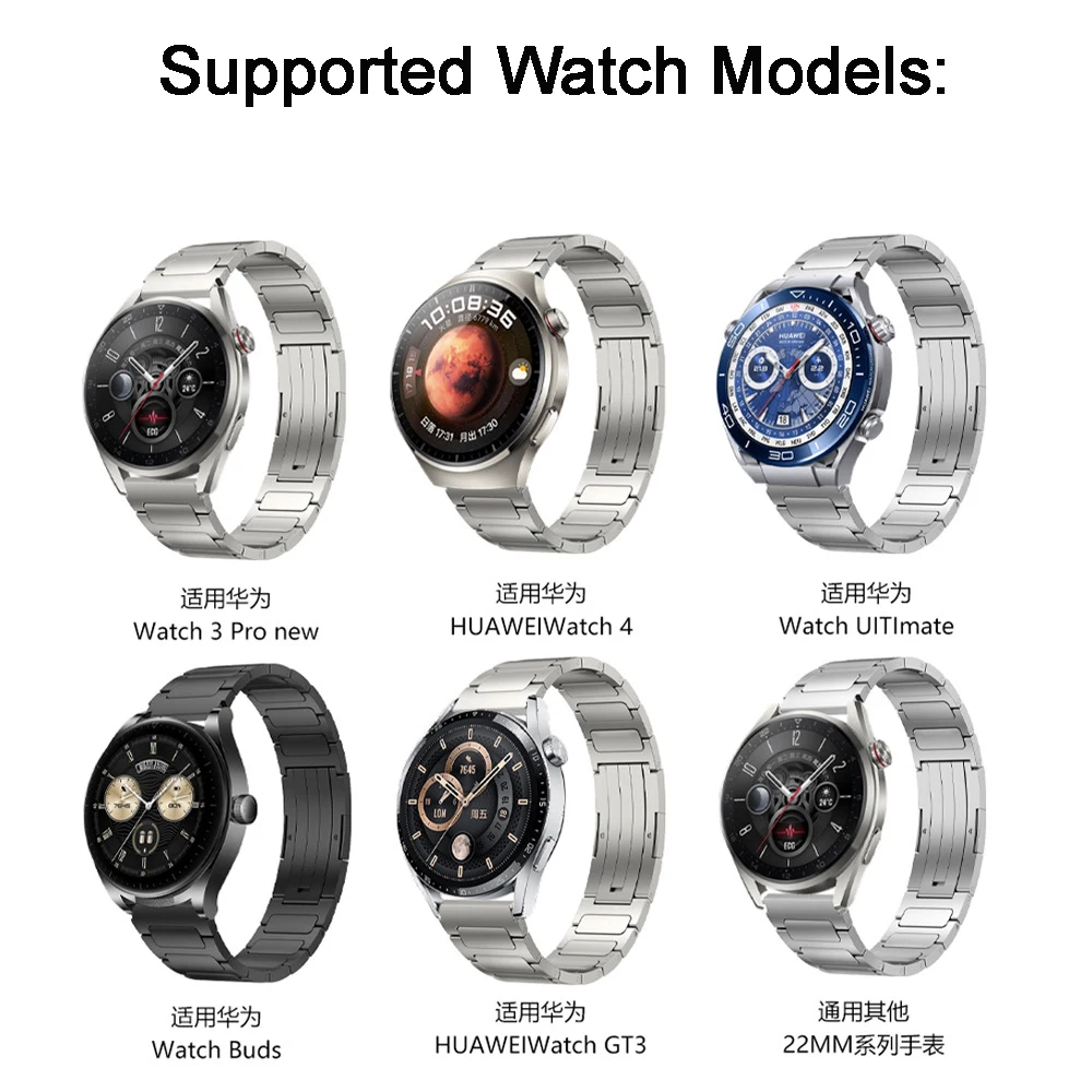 Ремешок титановый для HUAWEI WATCH 4 /4 Pro, роскошный черный или серебристый деловой браслет для смарт-часов Huawei Ultimate 22 мм