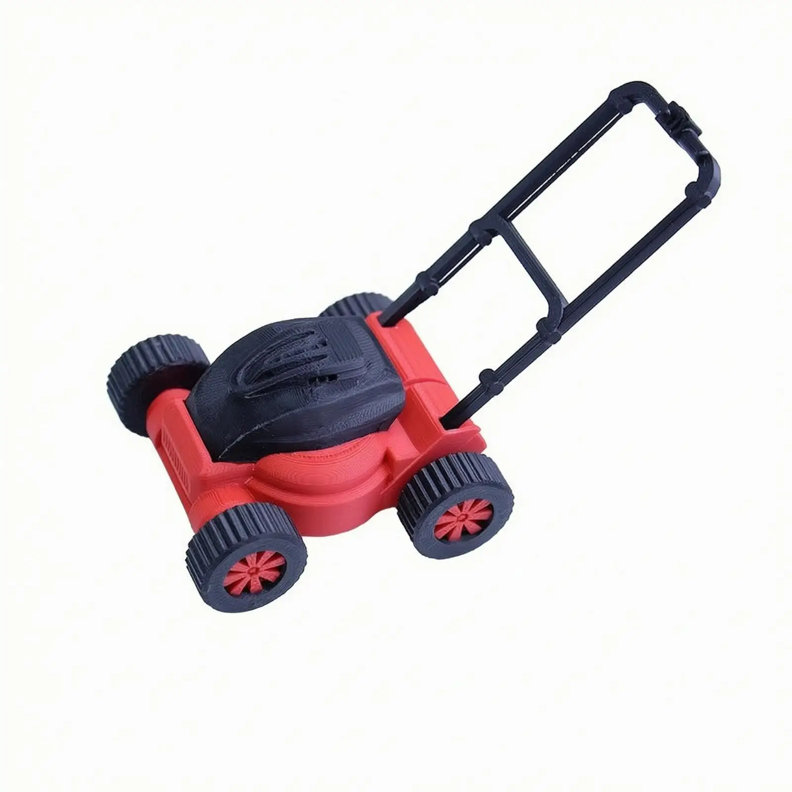 Red Push Lawn Mower Toy for Children Garden Role Play Dollhouse Decoration Mini Farm Tool