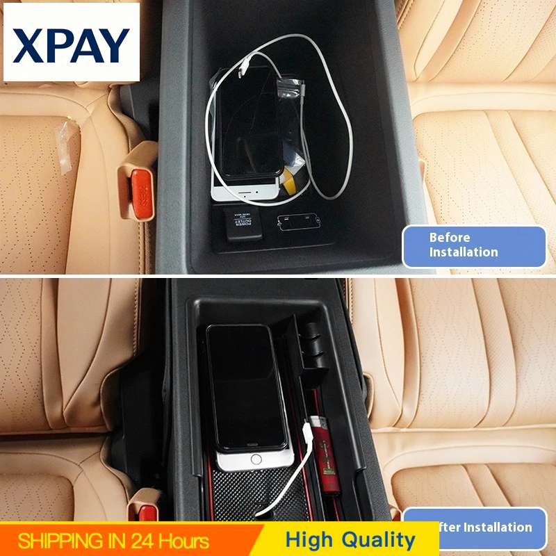 New Car Car central control layered handrail box is used for Xpeng Motors P5 hidden storage box organization manager interior de