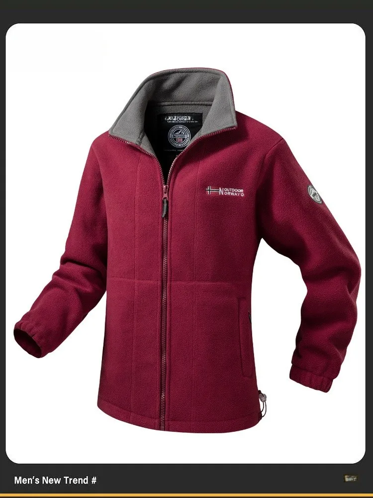 

Men's Faionable mat Fce Jaet Autumn Winter Casual Sportswear Versatile Thiened Polyester Stand Fit Zipper ...