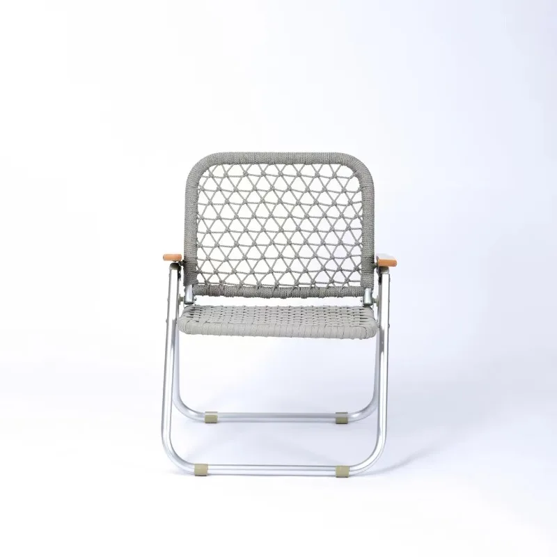 

Outdoor camping portable folding chair, round tube braided rope single chair