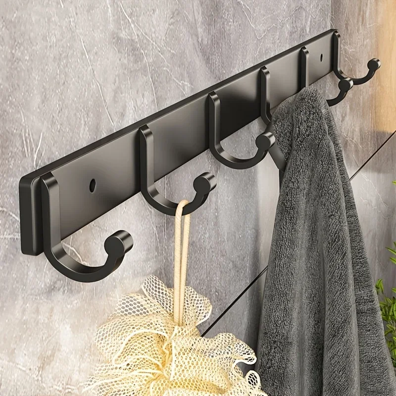 

Modern Black Aluminium Wall Mounted Hooks Towels Hanger Coats Clothes Holders Livingroom Bathroom Hallway Metal Keys Rack Hooks