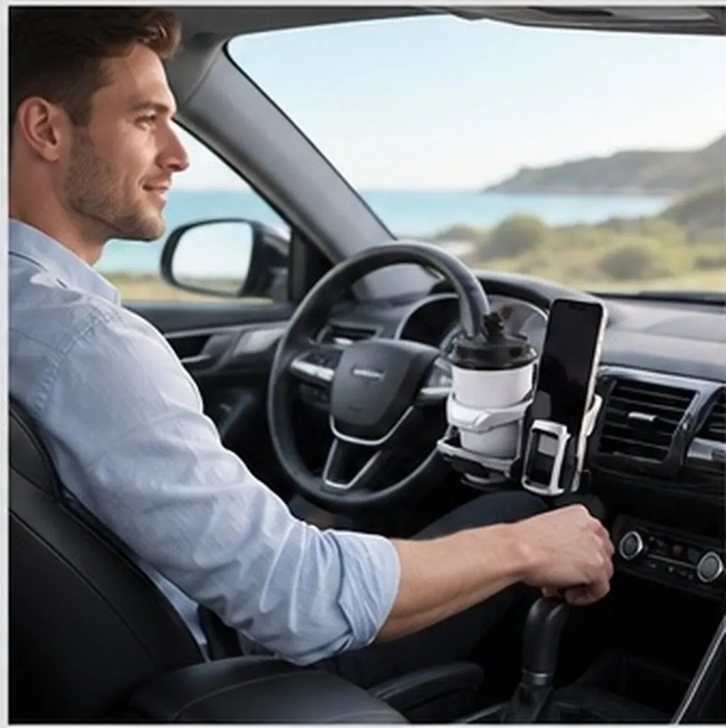 Multifunctional Car Air Conditioner Cup Holder Silver Adjustable Car Phone Water Bottle Holder Stable Air Outlet Beverage